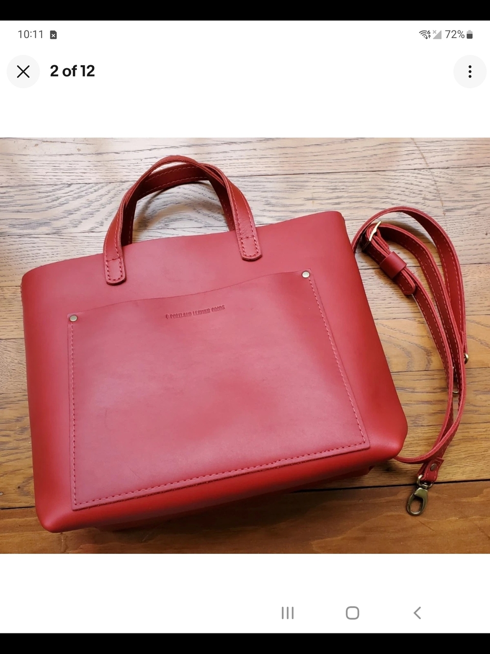 Portland Leather Goods PLG Rust Red MediumCrossbody Tote with Removable Strap
